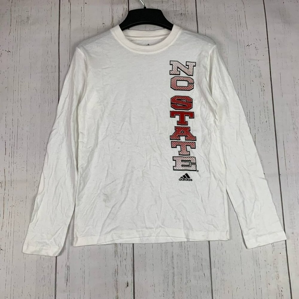 NC State Wolfpack NCAA Medium Adidas Long Sleeves Shirt White New Youth‎
